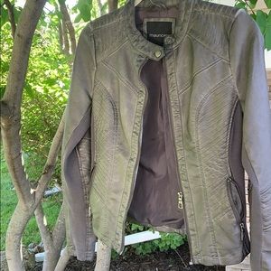 Metallic grey stretch leather jacket